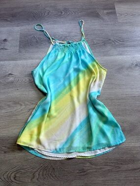 Soho Aqua & Yellow Tie-Dye Halter Cami